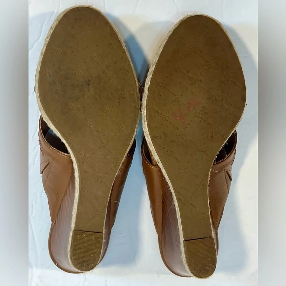 Jack Rogers Wedge Sandal Womens Whipstiched Brown Sophia Size 8